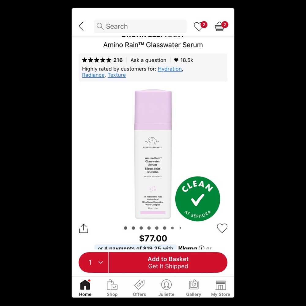 Drunk Elephant Amino Rain Glasswater Serum - Lavender and White